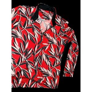 Tail White Label L Golf Tennis Top Womens Long Sleeve 1/4 Zip Red Floral Active